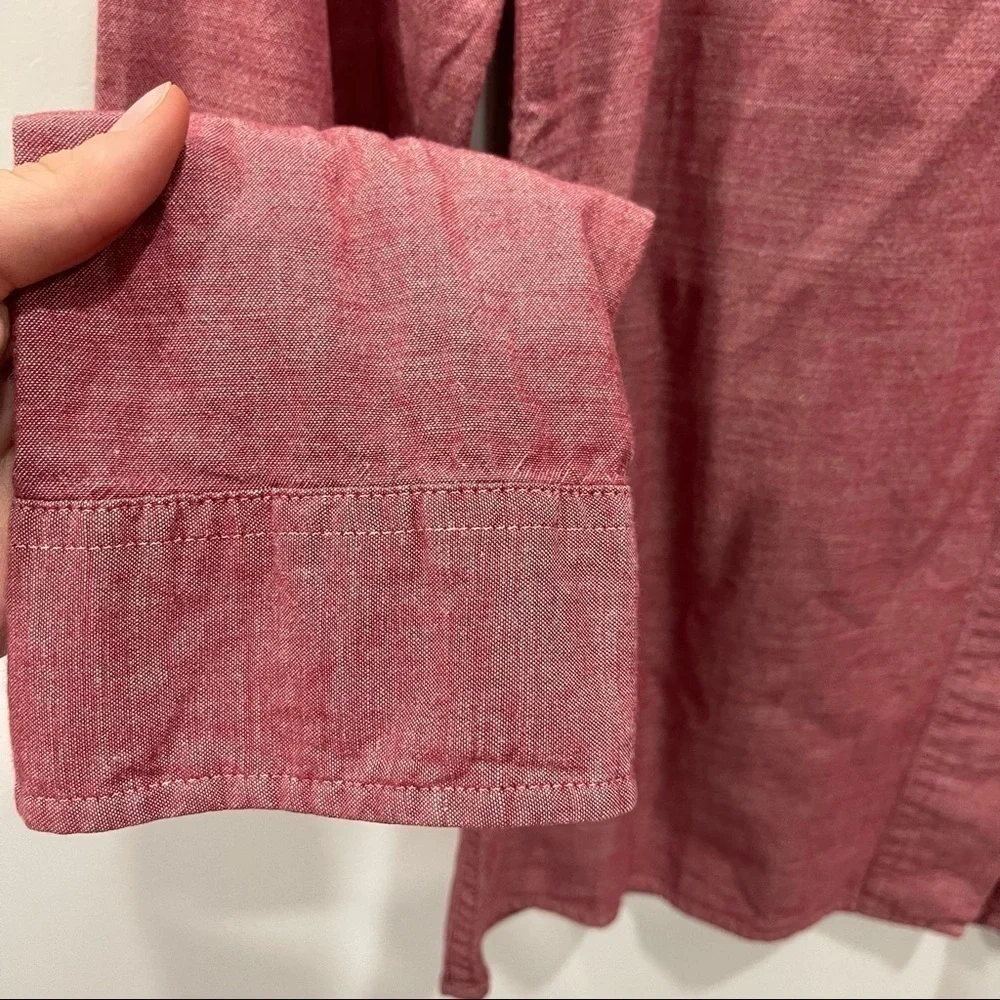 Patagonia Women’s Long Sleeve Chambray Shirt Button Down Size 2 Red - Picture 5 of 8